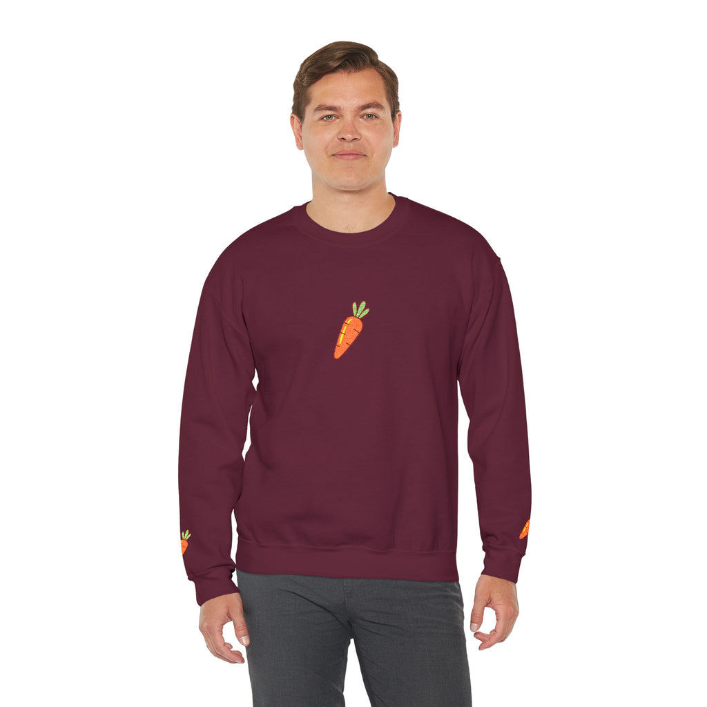 Carrot Patch Crewneck Sweatshirt — Cute Embroidered Carrot Graphic