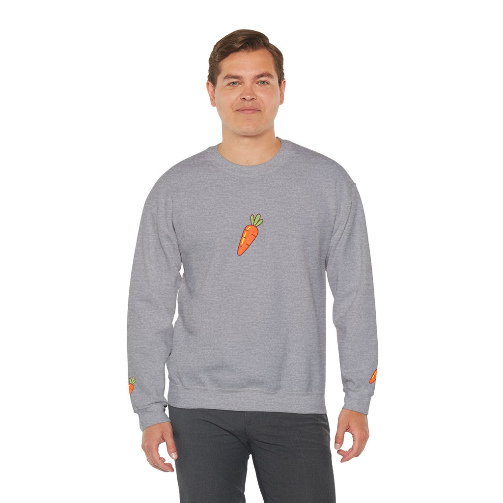 Carrot Patch Crewneck Sweatshirt — Cute Embroidered Carrot Graphic