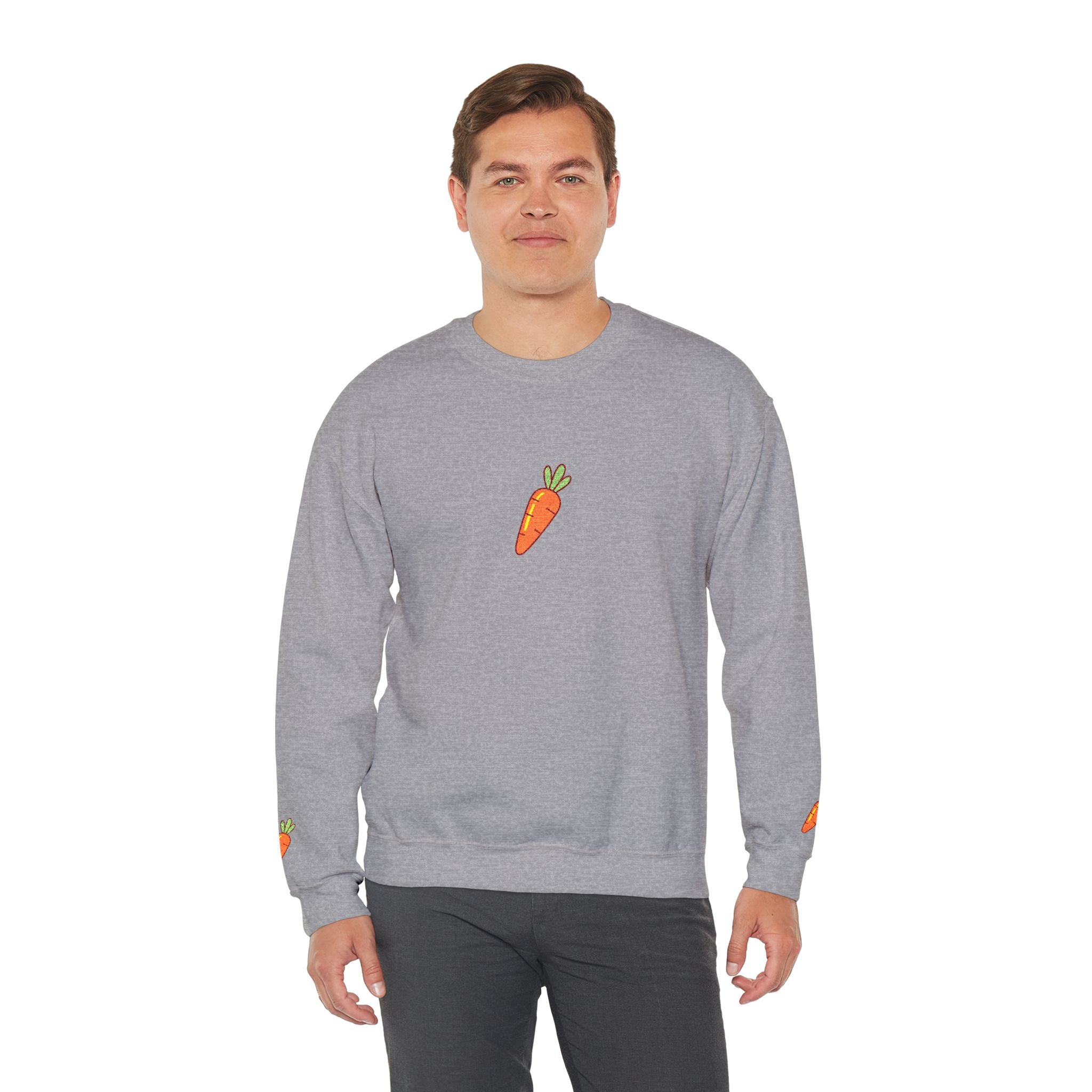 Carrot Patch Crewneck Sweatshirt — Cute Embroidered Carrot Graphic