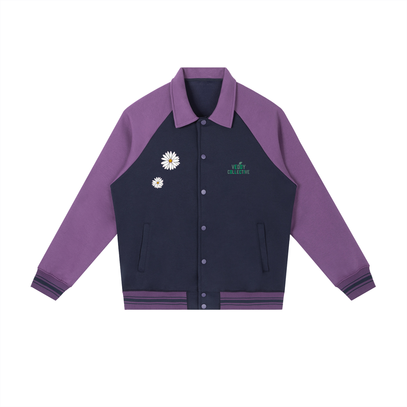 Contrast Raglan Sleeve Baseball Jacket - Flower Collection