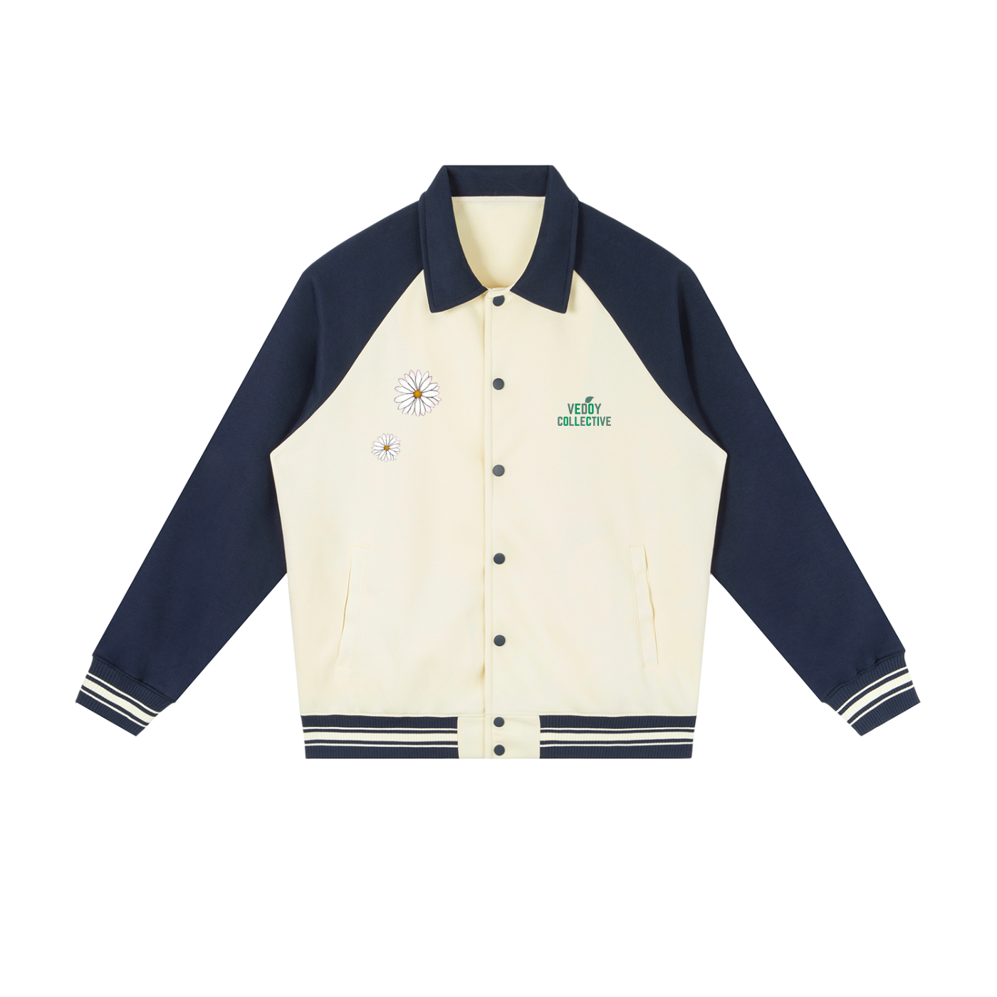 Contrast Raglan Sleeve Baseball Jacket - Flower Collection