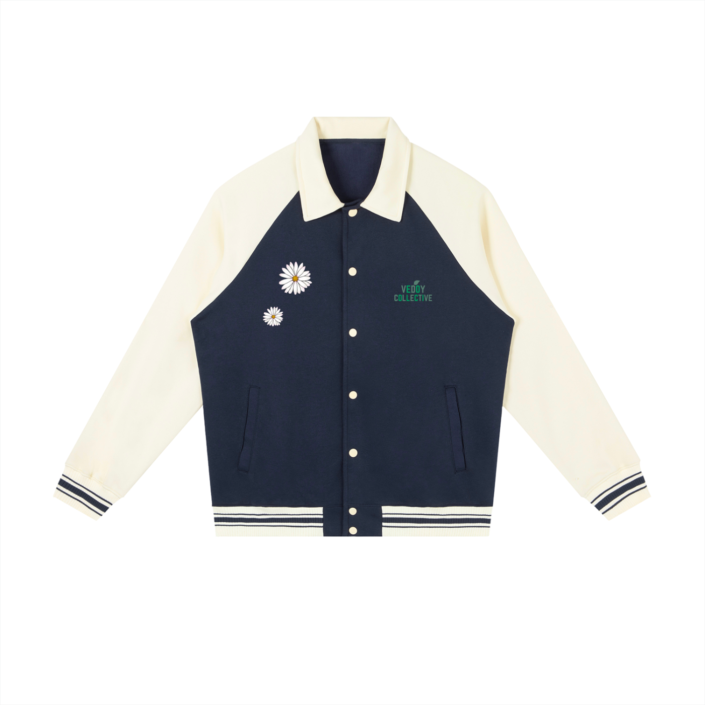 Contrast Raglan Sleeve Baseball Jacket - Flower Collection