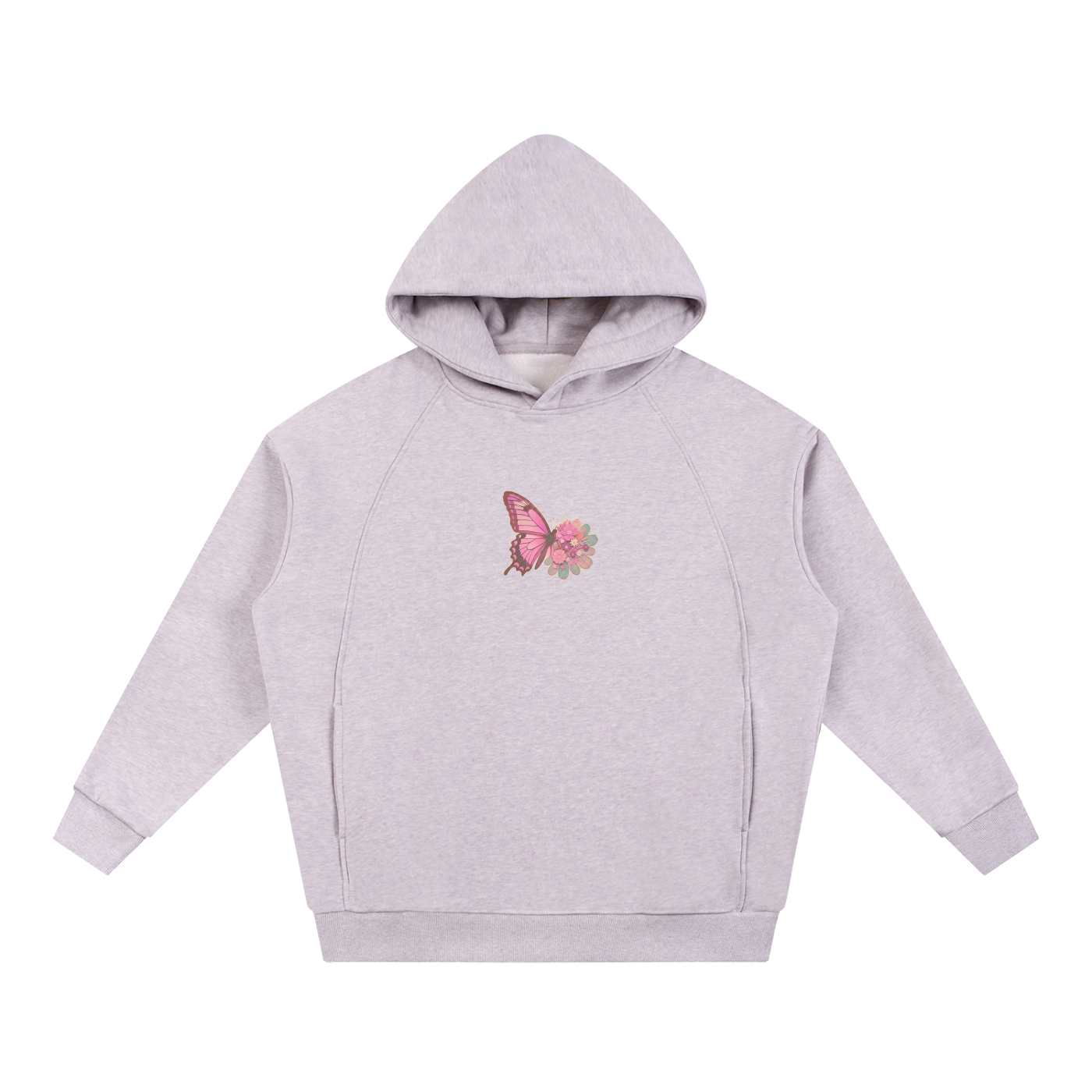 Essential Oversized Fleece Hoodie - Butterfly Flower
