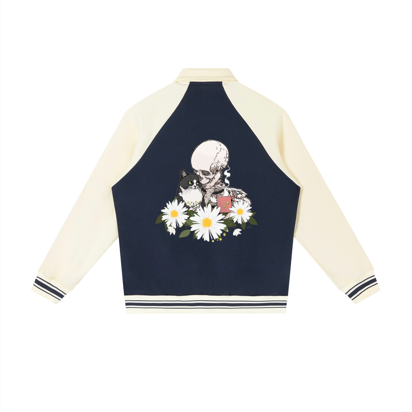 Contrast Raglan Sleeve Baseball Jacket - Flower Collection
