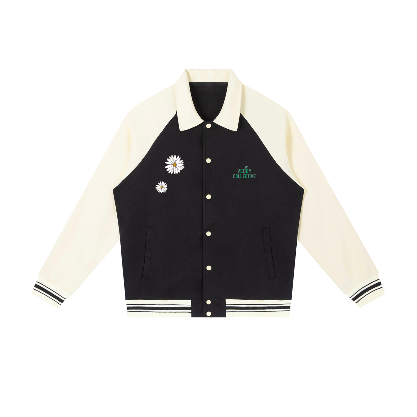 Contrast Raglan Sleeve Baseball Jacket - Flower Collection