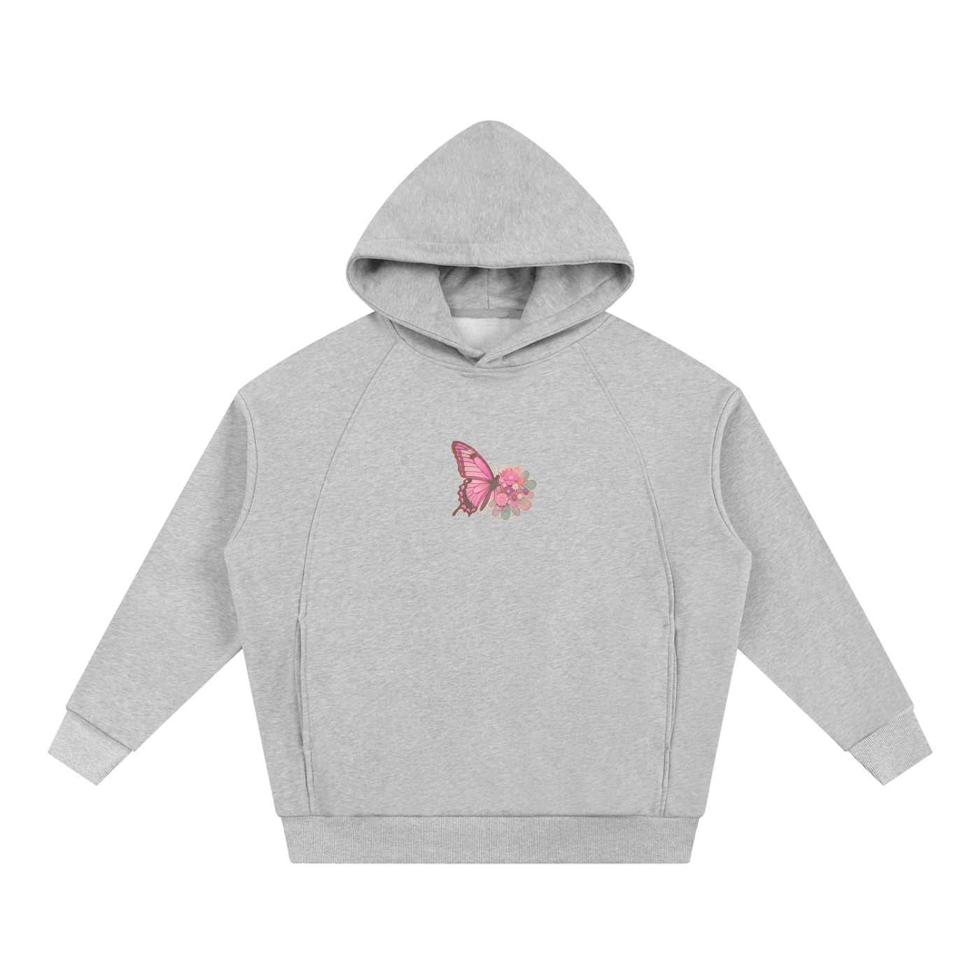 Essential Oversized Fleece Hoodie - Butterfly Flower